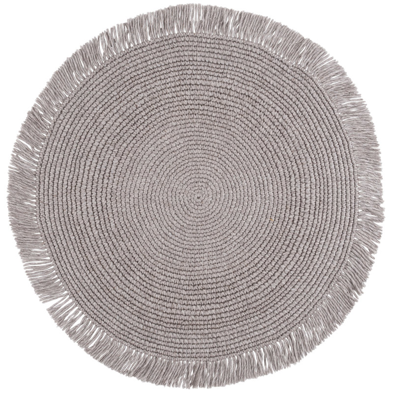 Tapis rond tissé à la main en laine pour animaux de compagnie taupe, Rond 5 pi