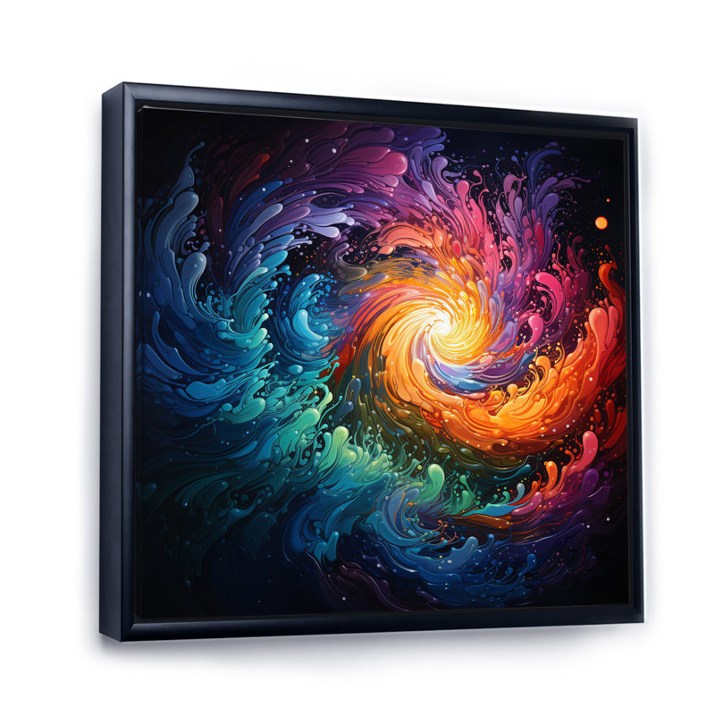 Neon Spin I sur toile, H 24 po x l 24 po x P 1 po, Cadre flottant noir