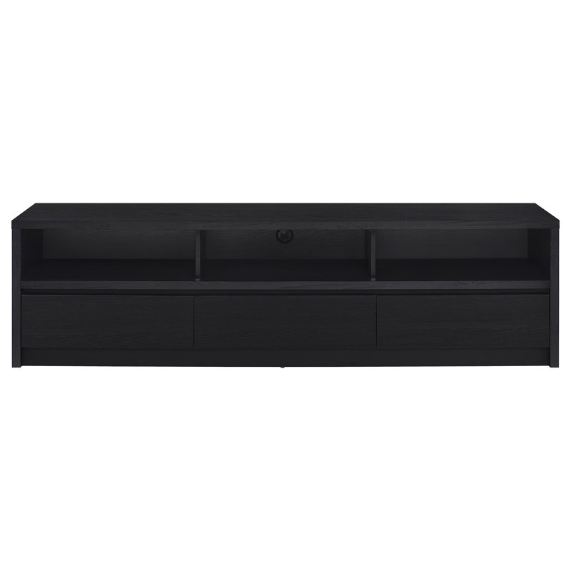 Rutland 3-Drawer TV Stand Media Console Black, 22"H x 78"L x 15.5"W