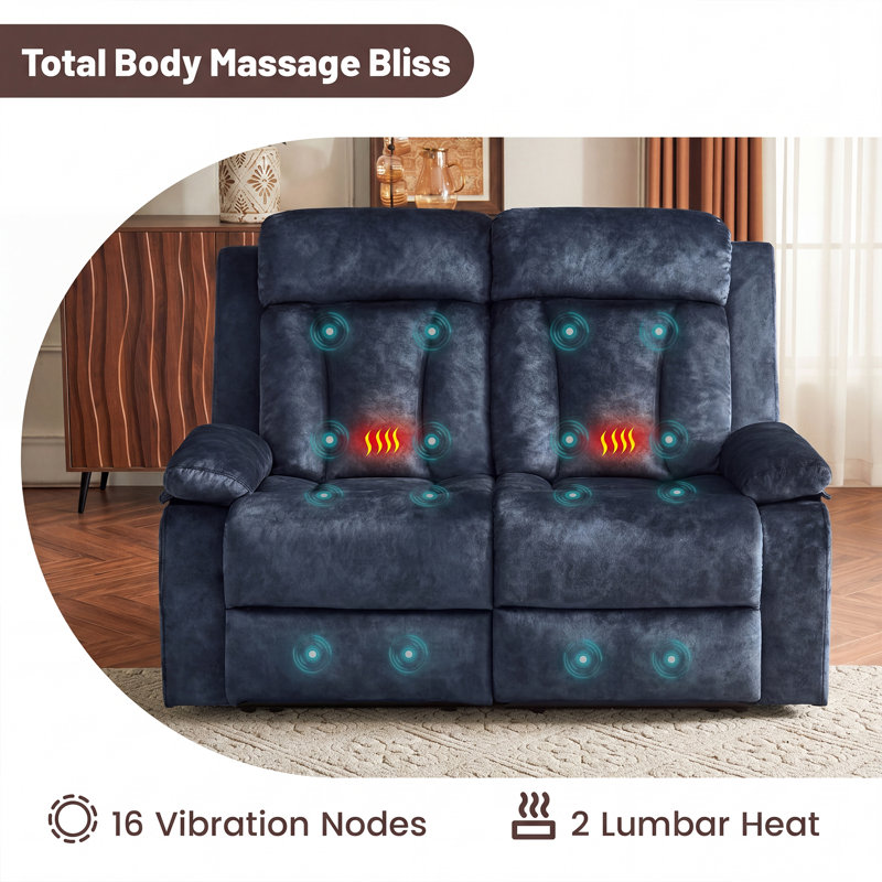 59.9'' Velvet Pillow Top Arm Reclining Loveseat, Blue Velvet