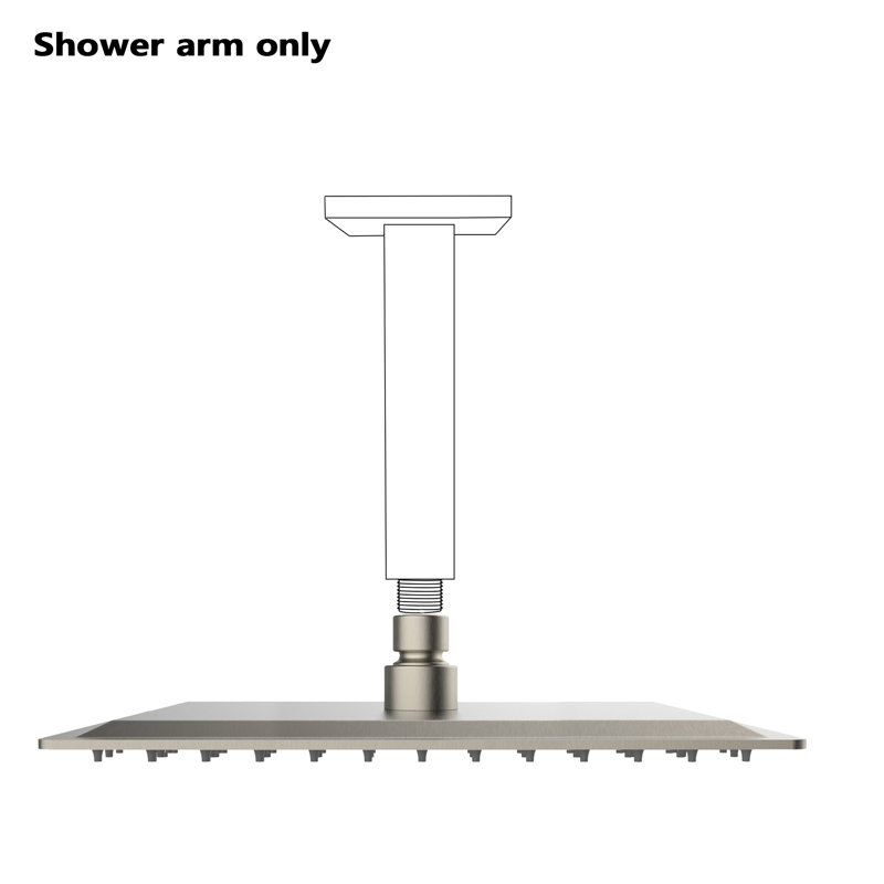 Topcraft 16" Square High Pressure Rain Shower Head, Wall / Ceiling Mount Rainfall Shower Head, Brushed Nickel