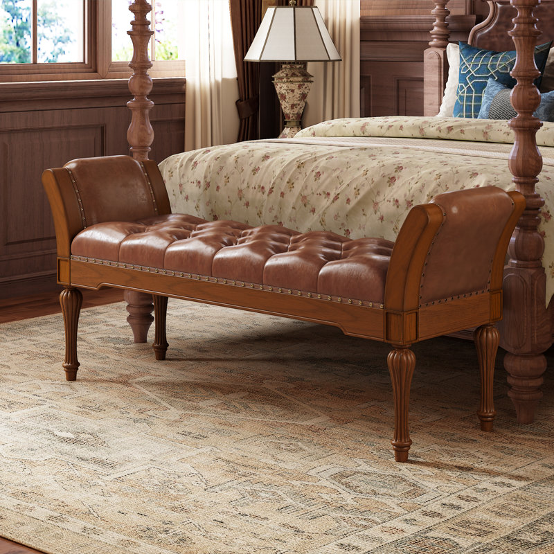 Banc de repose-pieds Westcliffe Mid-Century, Brun-roux