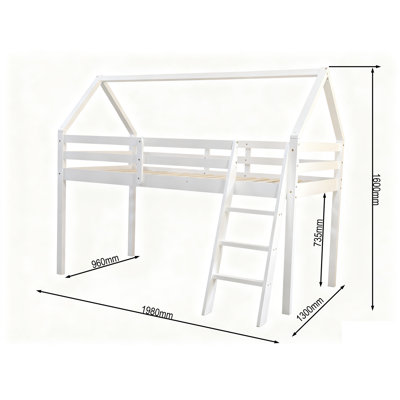 Single (3') Mid Sleepers Bed Frame with Built-in Ladder Included