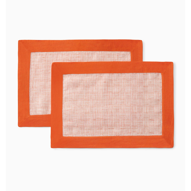 Mikelina Linen Rectangle Placemats, Tangerine