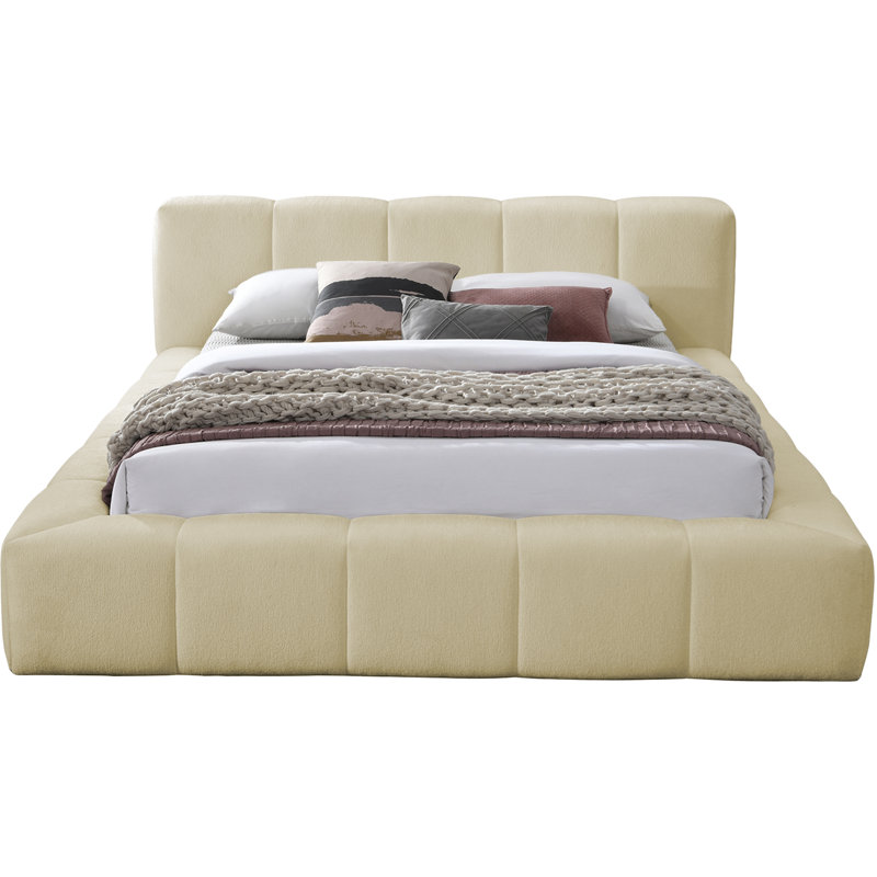 Lit en tissu Carille Chenille, King, Beige Chenille Fabric