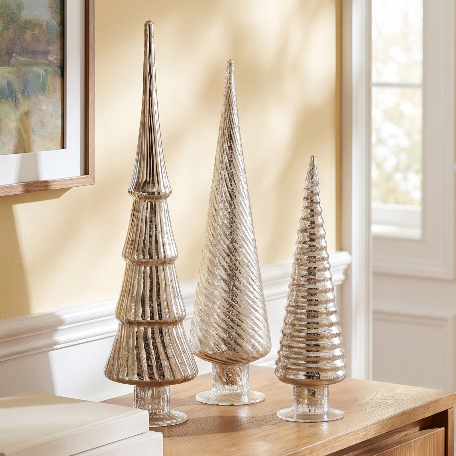 Glyndia Christmas Wipe Clean With A Dry Cloth Tabletop Tree, Platinum