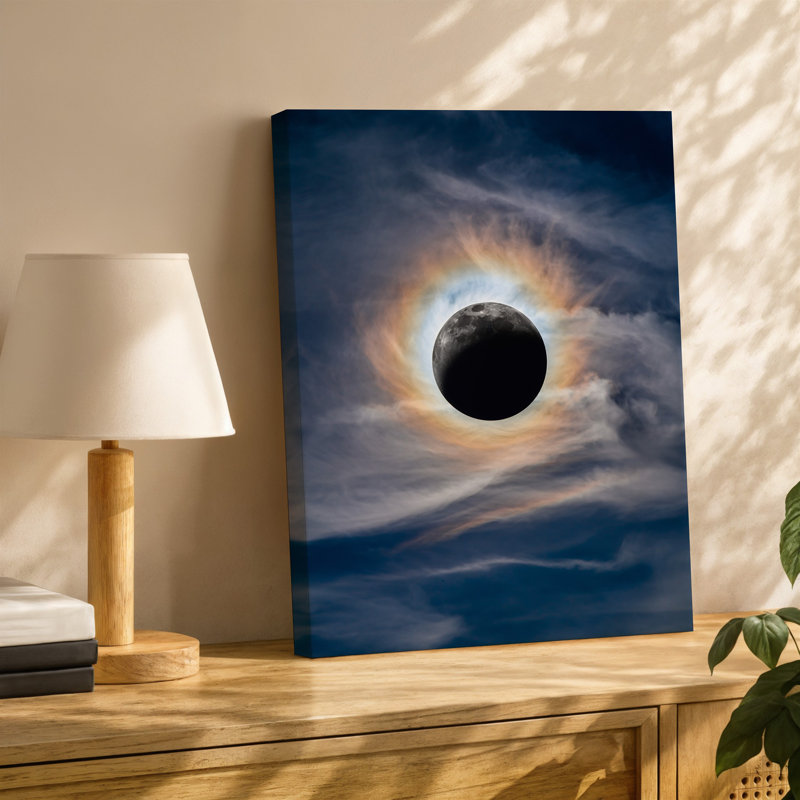 Toile, scène dramatique céleste représentant une éclipse solaire totale avec art mural, H 11 po x l 14 po