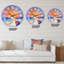 Horloge murale nautique et côtière, coucher de soleil mauve avec petit bateau à l'horizon II-59914756