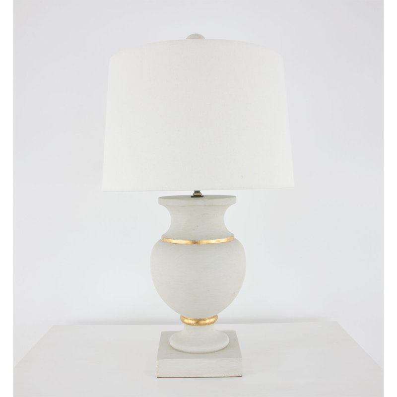 Andreas Table Lamp, Natural Off White, Soft Light Veranda Gray/Gold Leaf