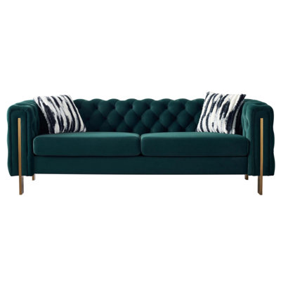 Canapé de salon en velours capitonné Chesterfield