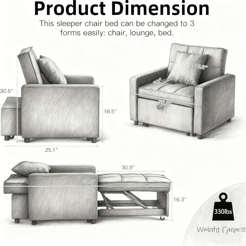 Modern Adjustable Single Sofa, Blue