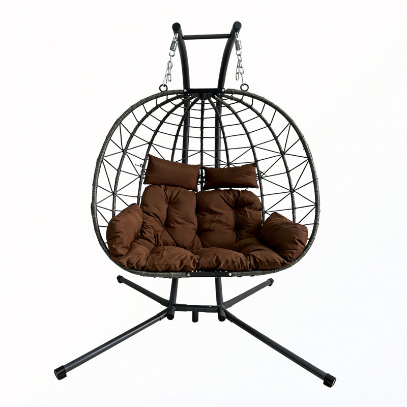 Fauteuil double avec support et coussin, Brown