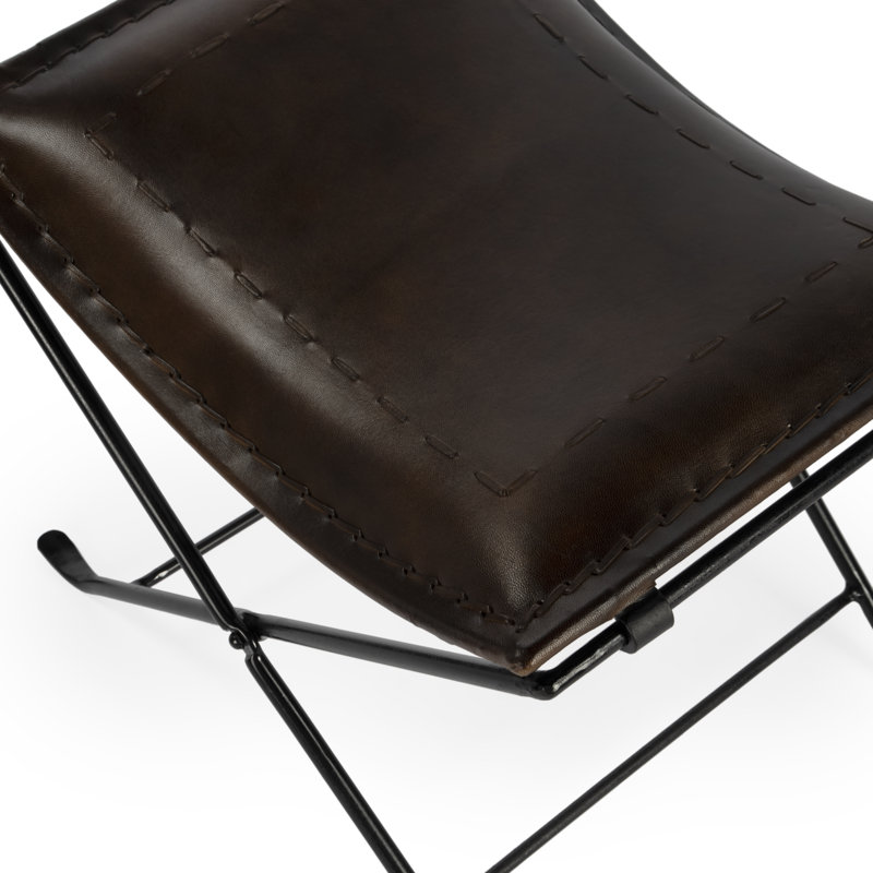 Leather Utility Stool, Dark Brown/Black Genuine Leather