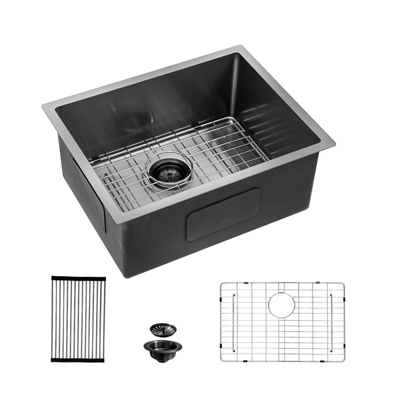 Évier de cuisine encastrable L 23 po x l 18 po avec grille d'évier et ensemble de drain