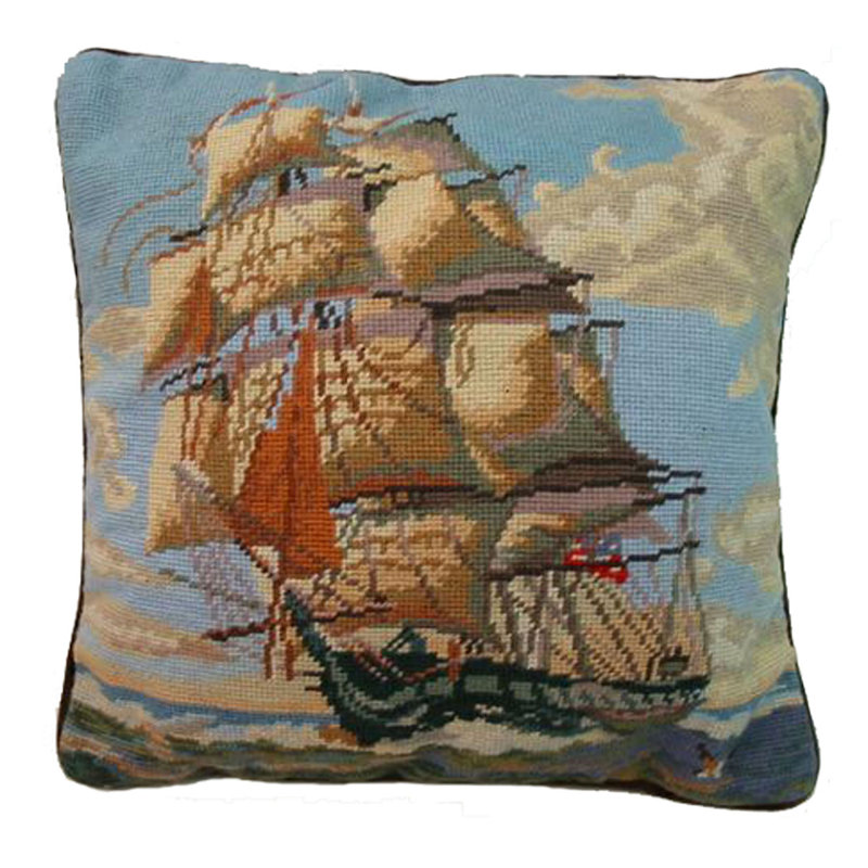 Uss Constitution Needlepoint Pillow