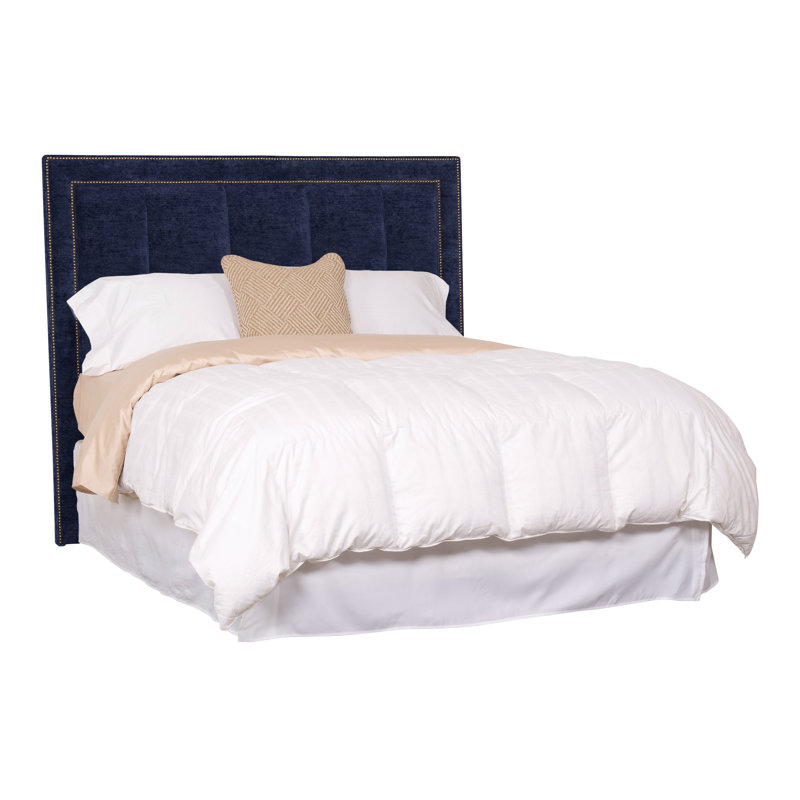 Hillary/Hank Queen Nailhead Upholstered Panel Headboard, Nadia Eclipse, No