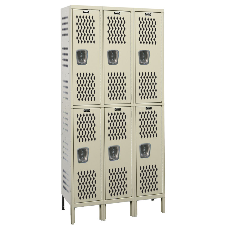 Casier gym à 2 étages 3 large Heavy Duty, Assemblé, l 45 po x P 21 po x H 78 po, Brun clair