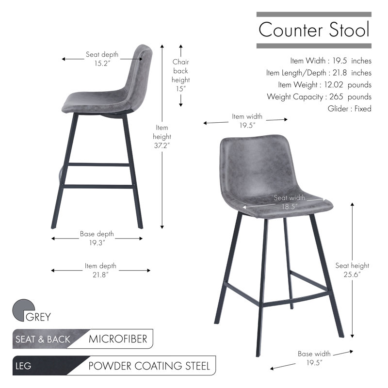Asha 26" Bar Stool, Gray