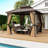 Hardtop Gazebo with Netting Heavy-Duty Double-Roof Galvanized Metal Top-115298248