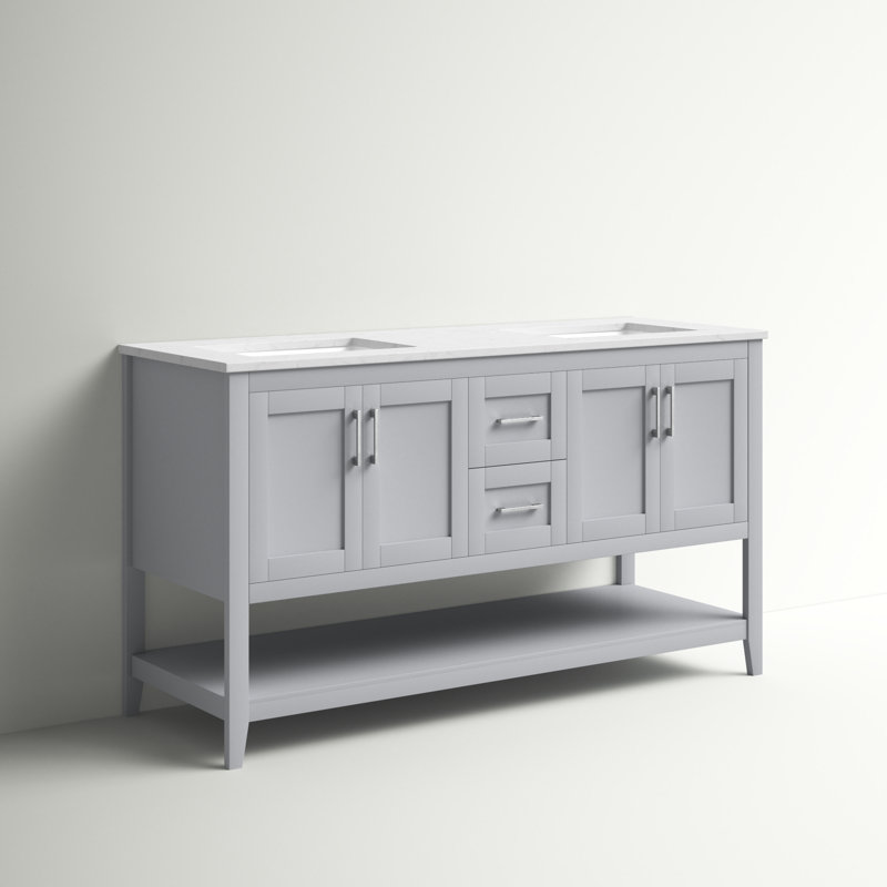 Ensemble de meuble-lavabo double 60 po Scottsbluff, Gris