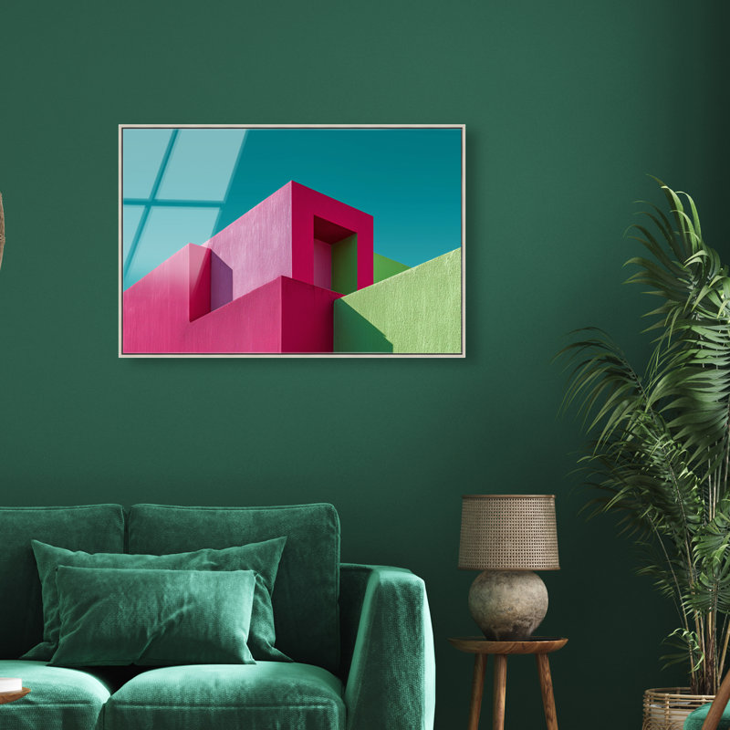 Aquamarine Angle II Print, 17"H x 25"W, Silver Floater Frame