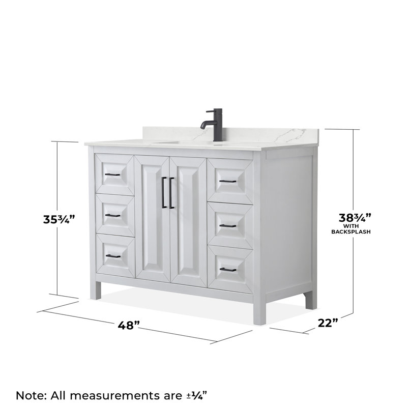 Daria 48'' W Vanity, Matte Black, White, Giotto Quartz