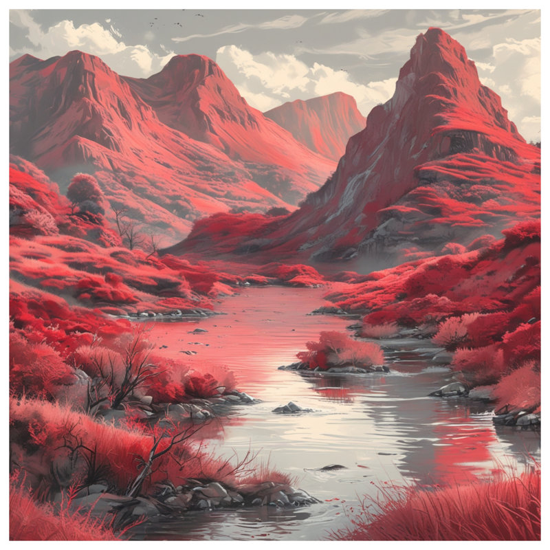 Édredon Red Mountain Landscape, Simple extra long
