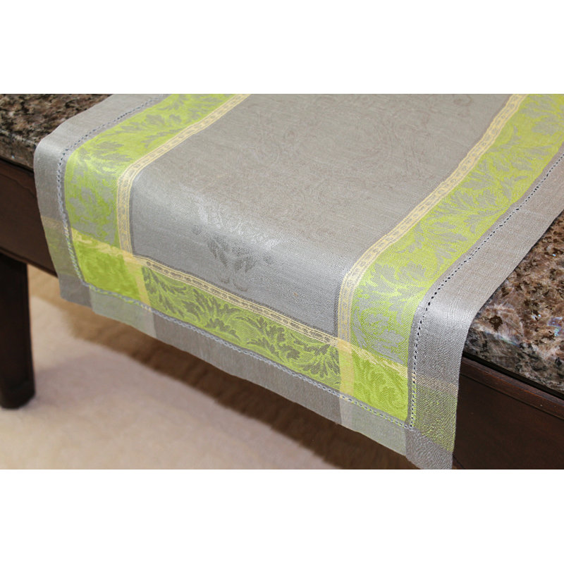 French Home Linen Arboretum Tablecloth, 71" L x 104" W, Gray/Chartreuse