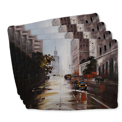 Ensemble de 4 napperons en polyester tressé Morning Street