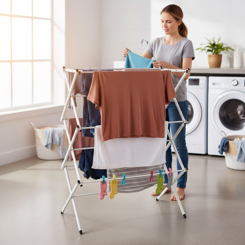 Lavish Home Foldable Clothes Drying Rack - Laundry Drying Rack Collapsible for Indoor/Outdoor Use with 50lb Weight Capacity - Collapsible Drying Racks for Laundry
