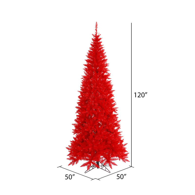 Sapin de Noël artificiel rouge, H 10 pi x P 4,16 pi