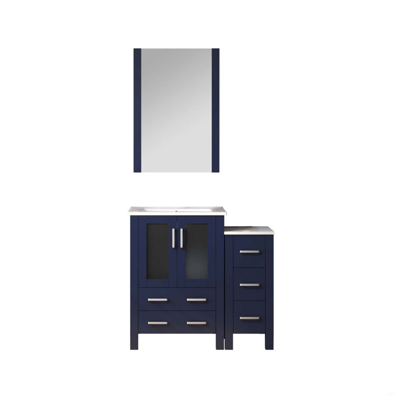 Meuble-lavabo de salle de bain 36 po X P 18,25 po D, avec armoire latérale, plateau en céramique et 22 po Miroir