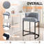 Tabouret de bar 25,2 po à dossier bas gris et structure en métal Chenille-905729750