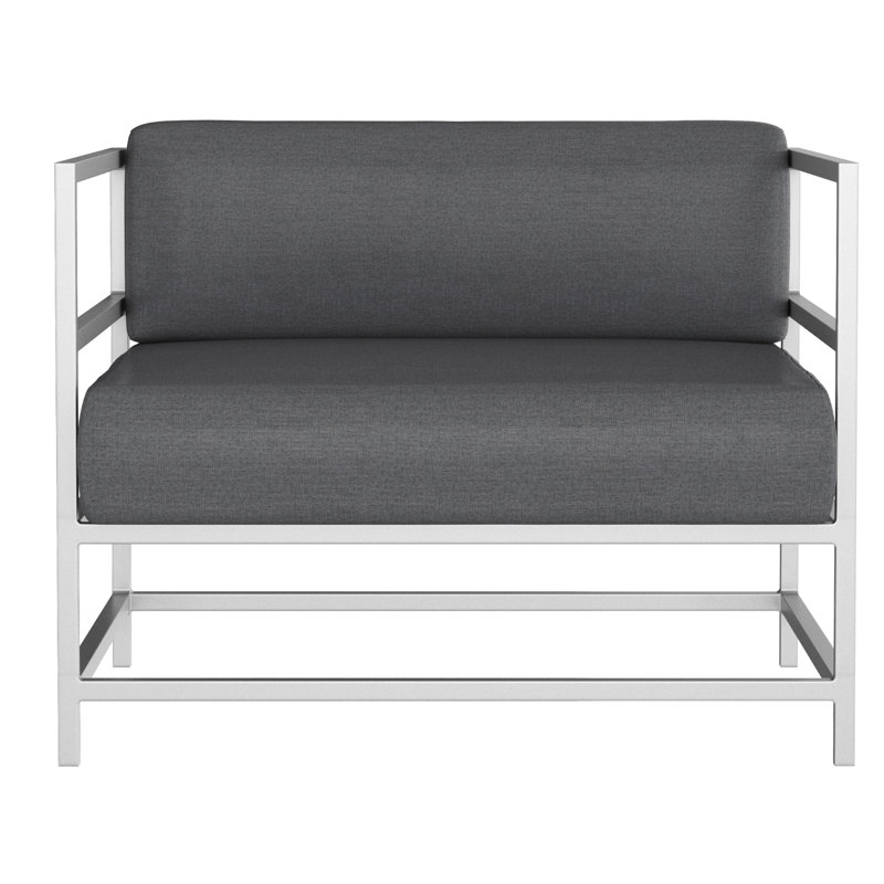 Fauteuil club Delano, non, Argent Kessler, Tissage uni ardoise coulée Sunbrella®