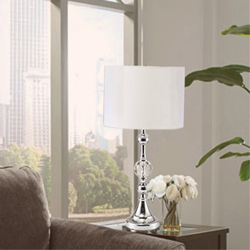 Lampe de table 29,5 "en métal" Leona "avec finition chromée et détails en cristal