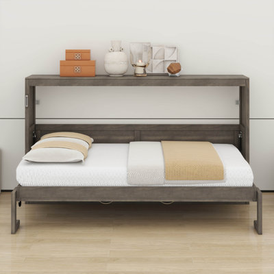 Twin Size Murphy Bed With LED Light, Can Be Folded Into A Cabinet, Hidden Wall Cabinet Murphy Bed For Bedroom Living Room Guest Room