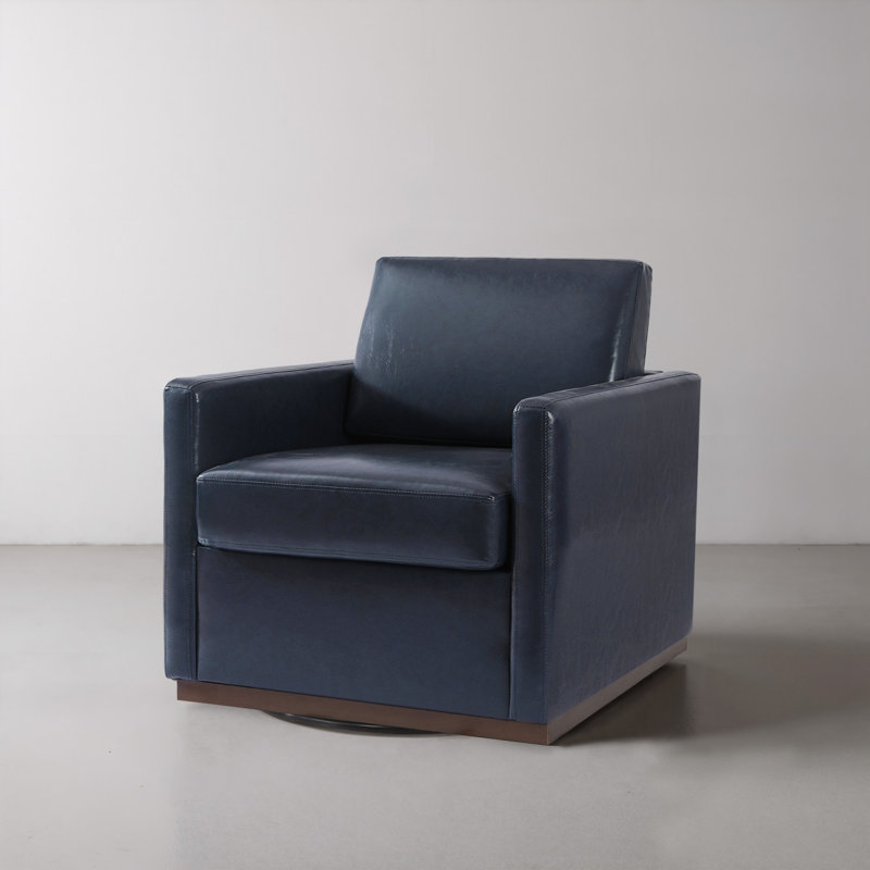 Upholstered Swivel Armchair, Navy