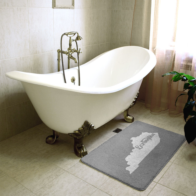 Tapis pour salle de bain en microfibre rectangulaire antidérapant antidérapant, L 21 po x L 34 po, Gris, Lexington, Kentucky