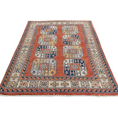 Tapis oriental moderne unique orange 4 x 6 One-of-a-Kind