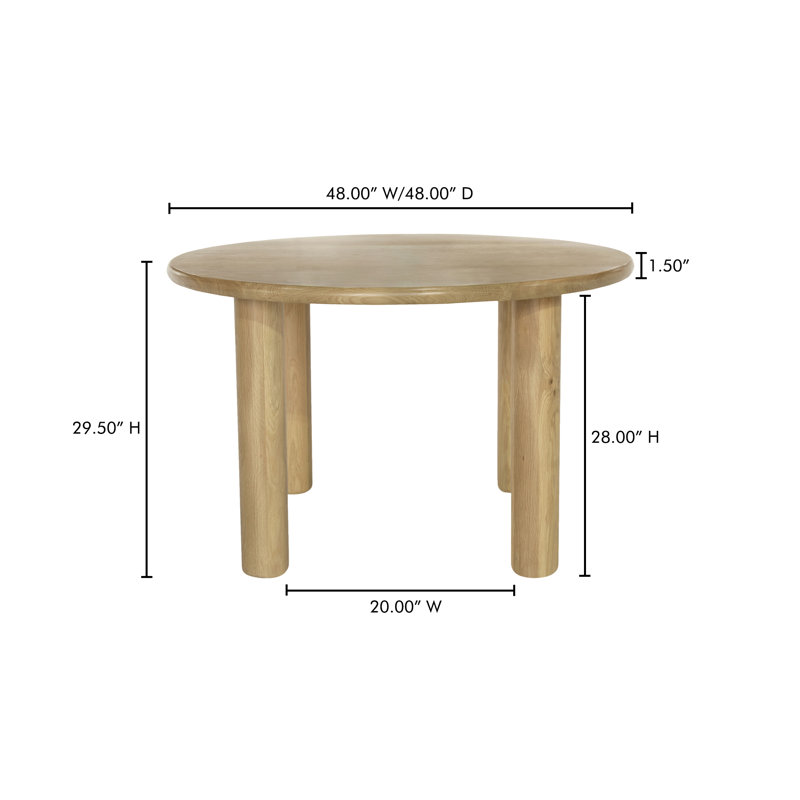 Tully Oak Round Solid Wood Base Dining Table
