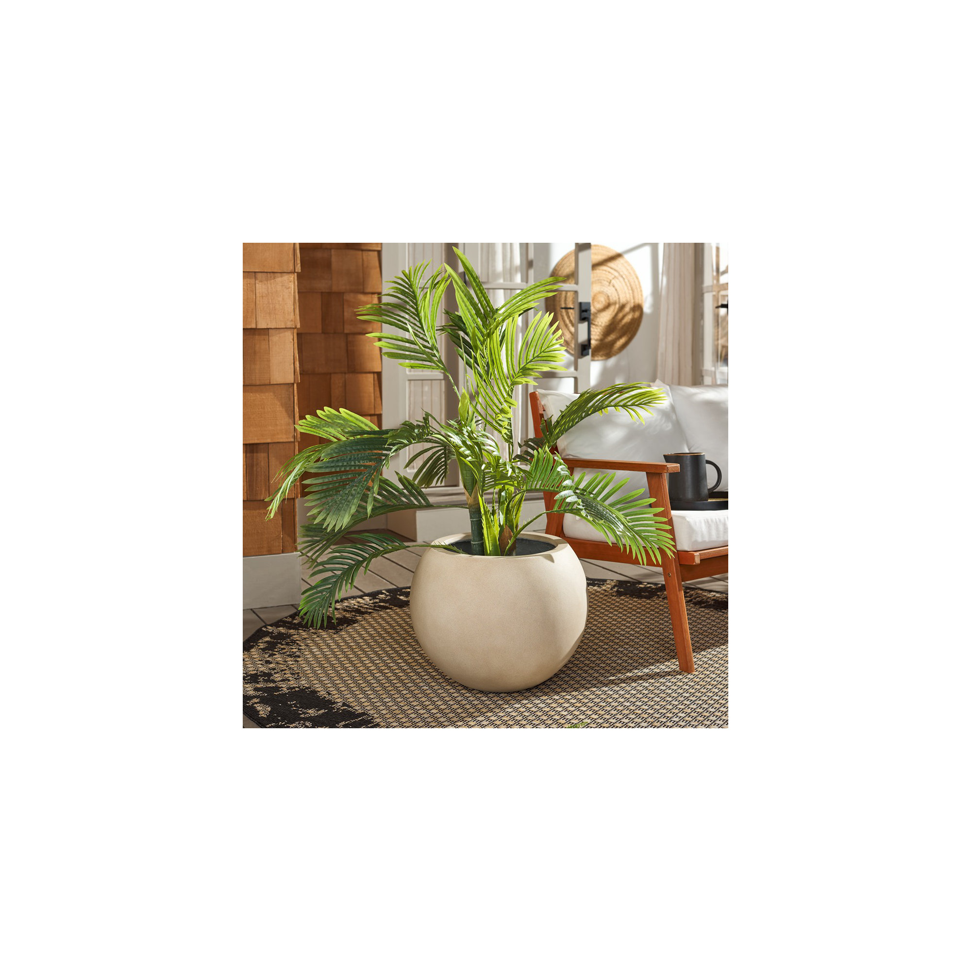 Mcgill Concrete Pot Planter, Beige, 15.7" H x 19.6" W x 19.6" D
