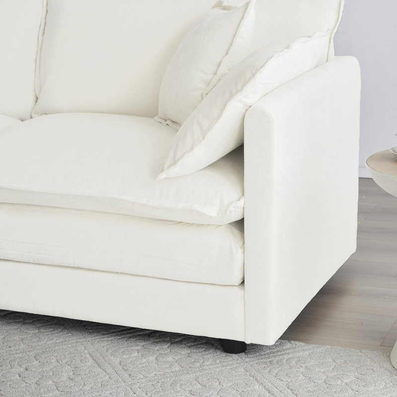 Canapé modulaire en U 5 places: chenille blanche, et élégante pour le confort, avec chenille fine