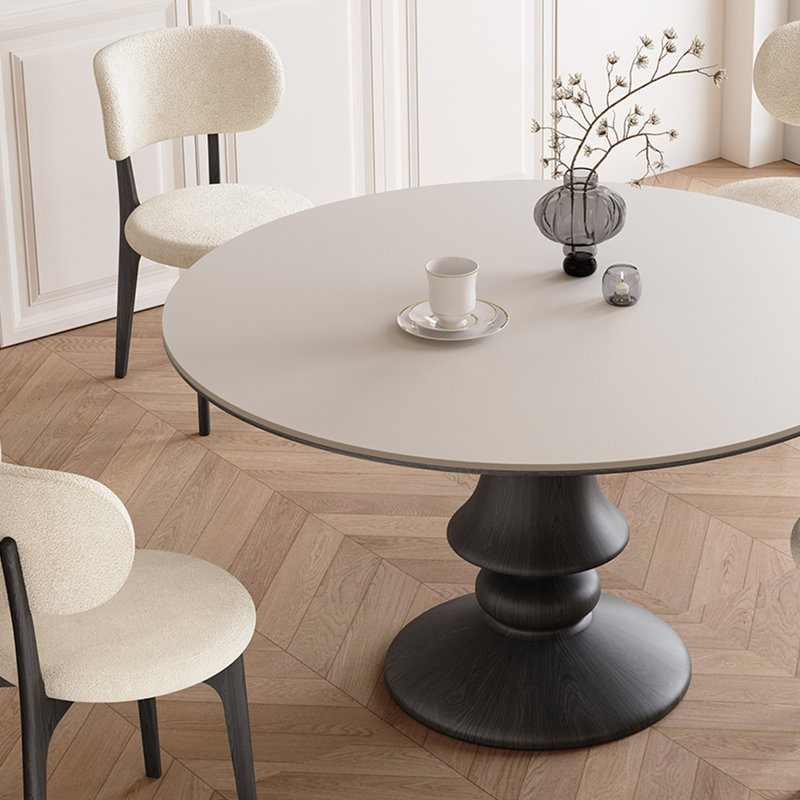 Simple Rock Plate Round Dining Table Sets., 29.53"H x 53.15"L x 53.15"W 