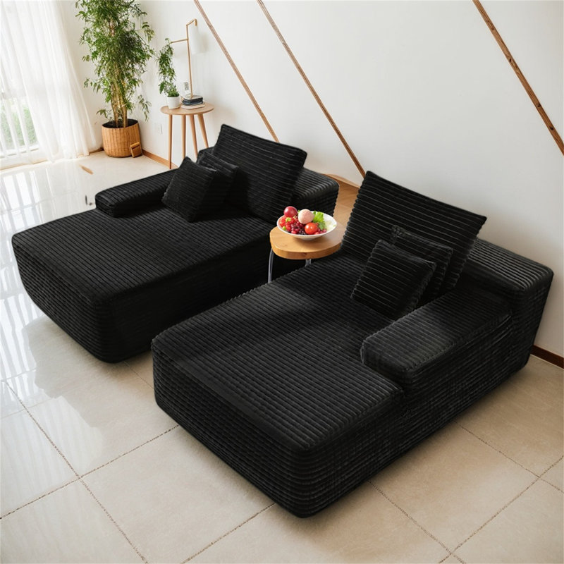 81"cloud Sectional Couch, L-shape Chaise With R-shape Chaise With Deep Seat And Comfortable 2 Seater Couch