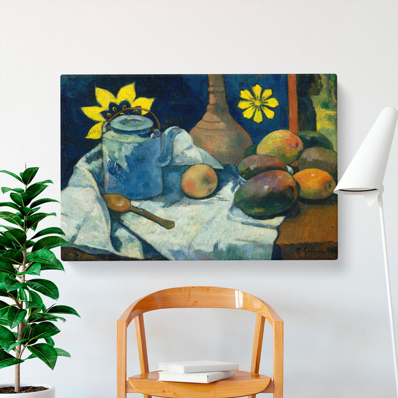 Still Life With Teapot And Fruit by Paul Gauguin - Wrapped Canvas Painting, 35cm H x 50cm W x 3cm D