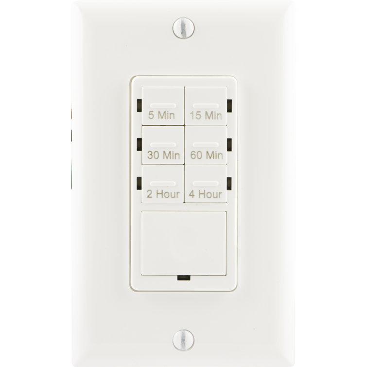 GE Push-Button Countdown Timer Switch, 5-15-30 Minute/1-2-4 Hour, ON/Off, No Neutral Wire Needed, Ideal For Lights, Exhaust Fans, Heaters, Wall Plate Included
