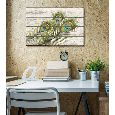 Feather " Colorful Peacock Feathers Artwork Rustic Home Art "