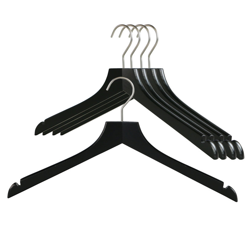 Wood Standard Hangers for Dress/Shirt/Sweater, Black/Silver