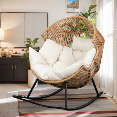 Fauteuil à bascule d'extérieur avec coussin Calcedonio