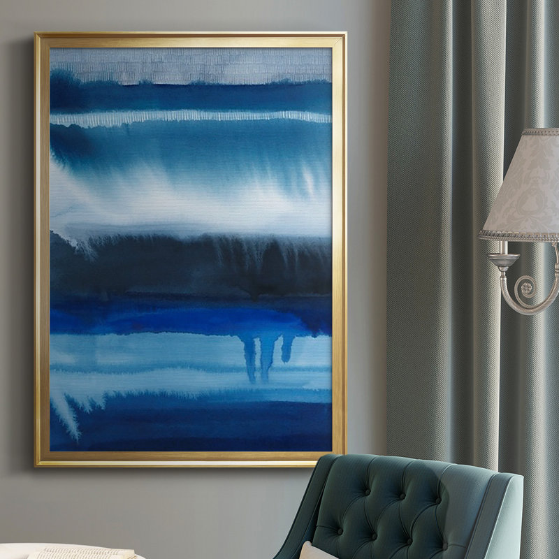 Deep Blue Shore II, reproduction encadrée de qualité supérieure - prête à être accrochée, Or, H 42,5 po x l 30,5 po x P 1 po